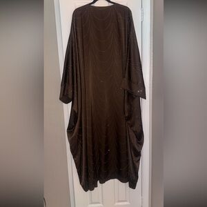 Brown Draped butterfly abaya with Silver Accents